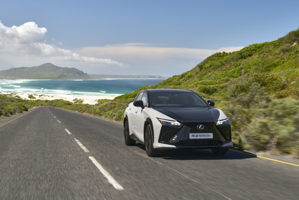 Lexus RZ 500e front three-quarter view South Africa launch